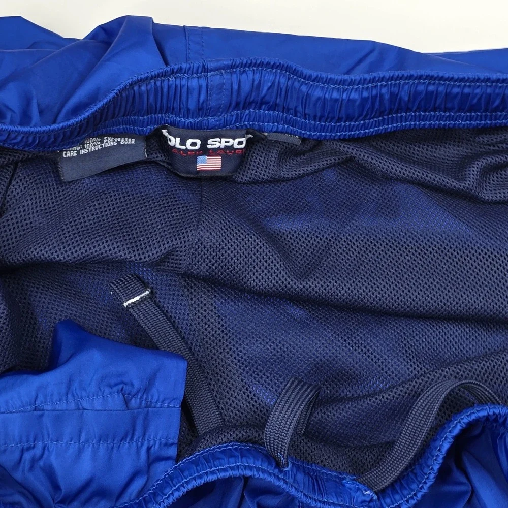 Polo Sport Ralph Lauren Pants Mens 2XL Blue White‎ Side Zip Warm Up Mesh Lined
